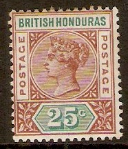 British Honduras 1891 25c Red-brown and green. SG61.